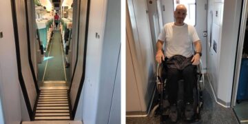 usuario silla de ruedas en el tren