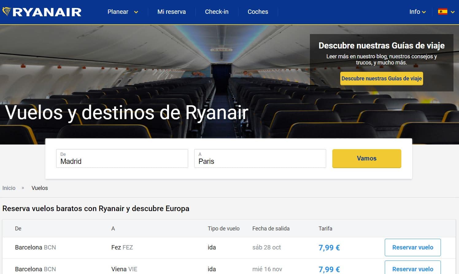 Comprar billetes de vuelos en Ryanair
