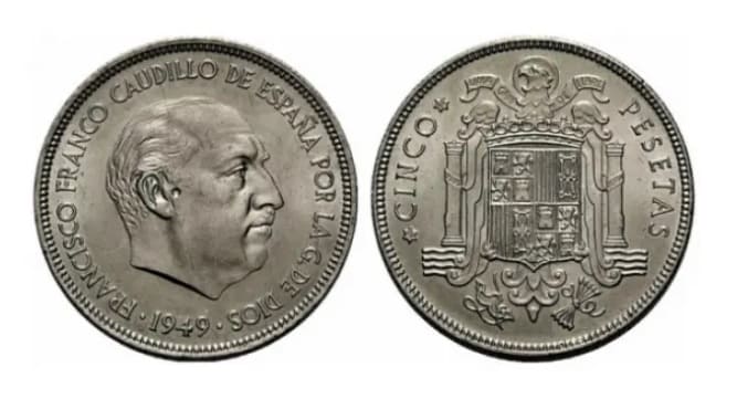 Moneda cinco pesetas 1949