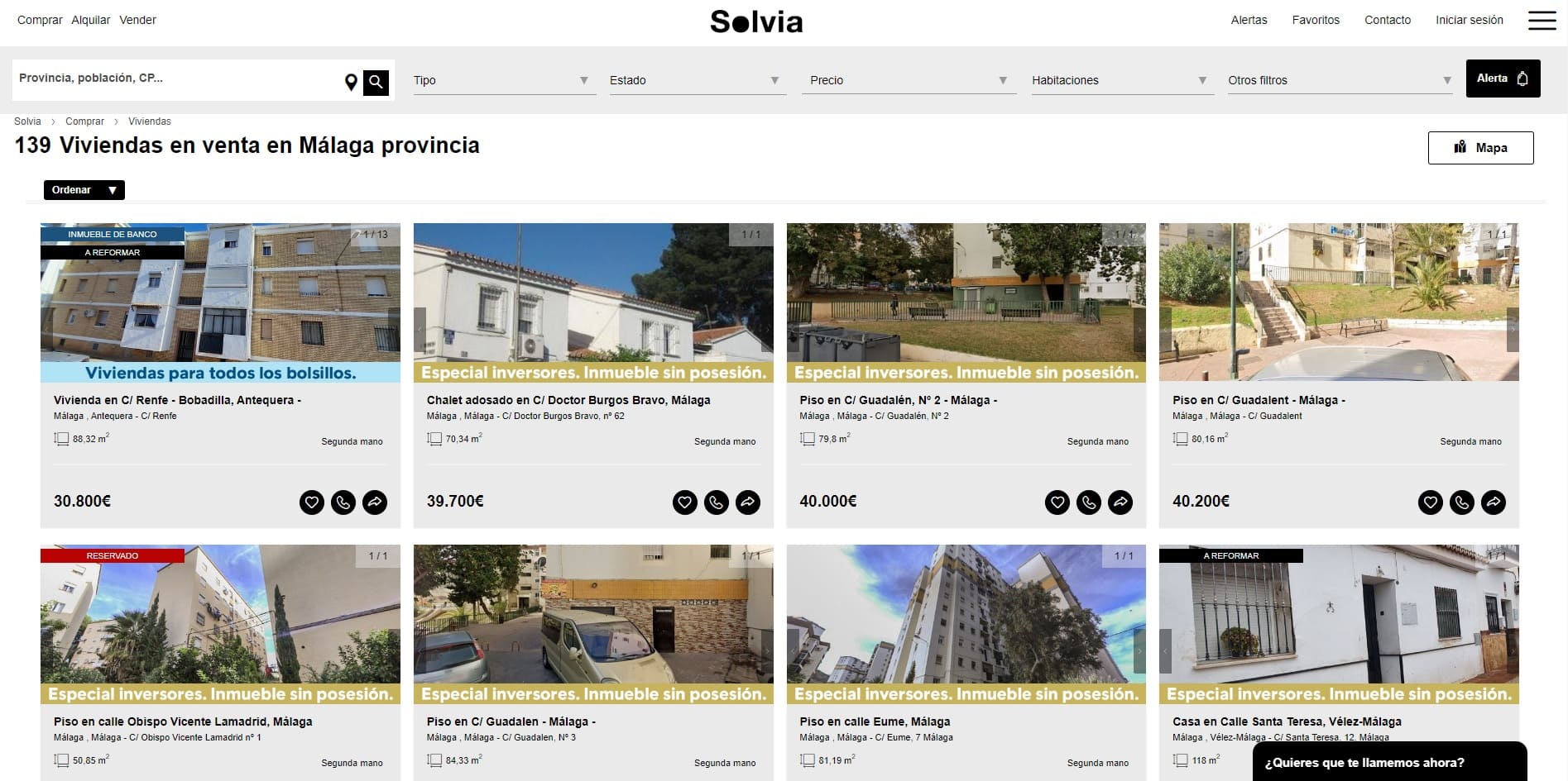 Inmuebles web Solvia