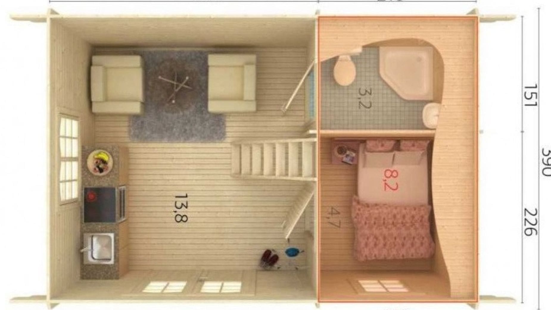 Plano vivienda prefabricada modelo Sandra