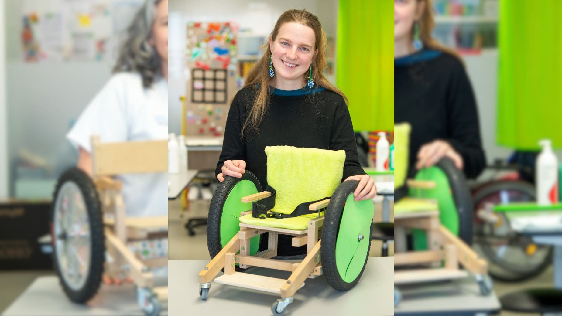 El Hospital Parapléjicos de Toledo colabora con Lupe Alonso Gallego en la fabricación propia de una silla de ruedas infantil