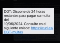 Mensaje fraudulento suplantando a la DGT