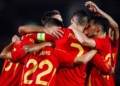 España celebra un gol anotado en esta Eurocopa