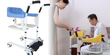 Silla de transferencia para ducha, wc y cama sin esfuerzos y en poco espacio