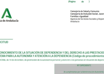 Formulario para solicitar la situación de dependencia en Sevilla
