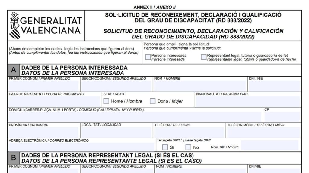 Solicitud del grado de discapacidad en Valencia