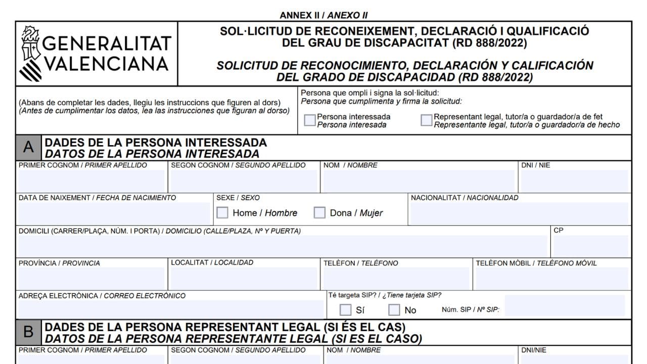Solicitud del grado de discapacidad en Valencia