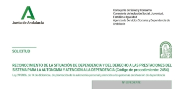 Formulario para tramitar la ley de dependencia en Andalucía