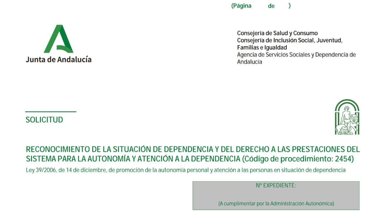 Formulario para tramitar la ley de dependencia en Andalucía