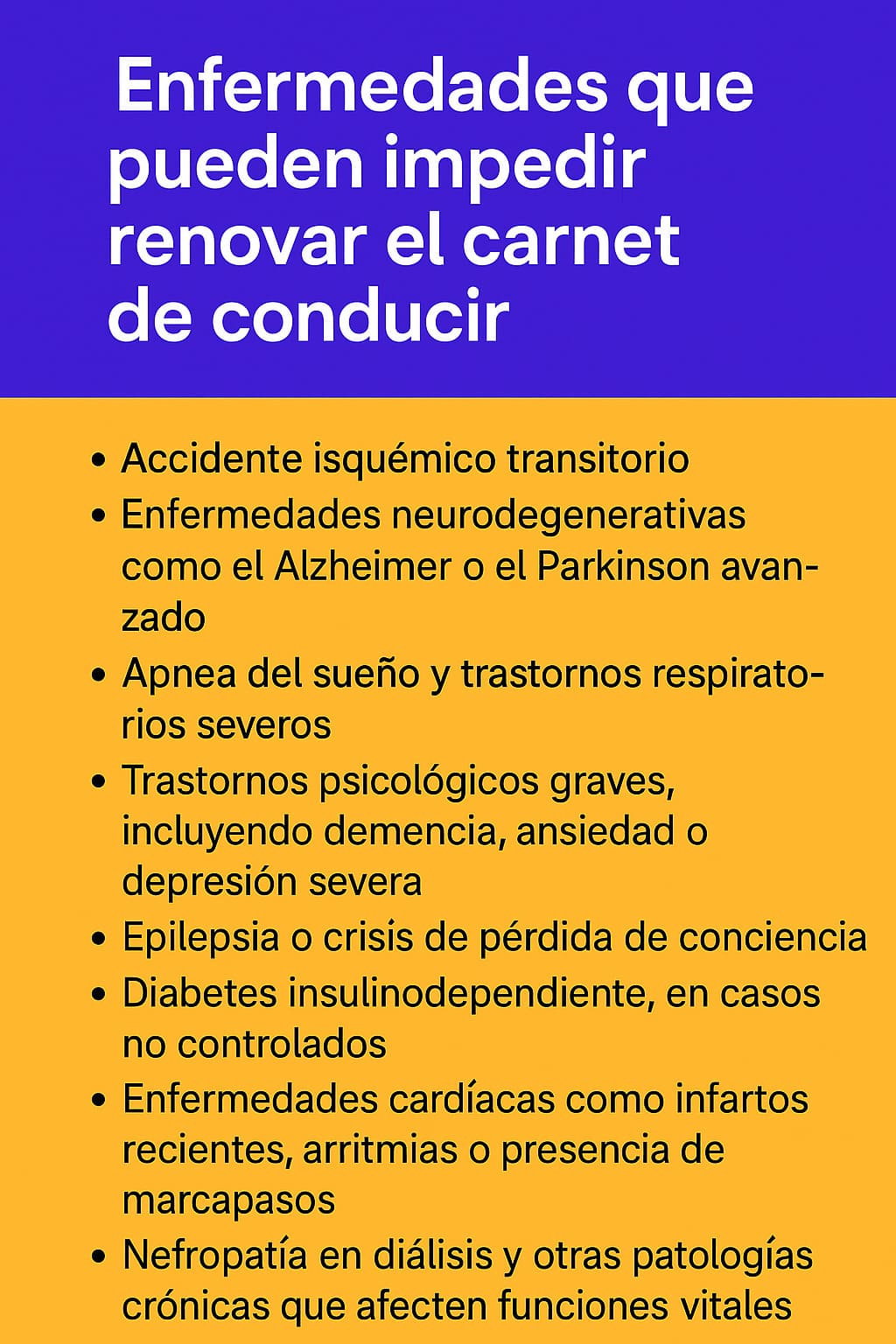 Enfermedades carnet de conducir