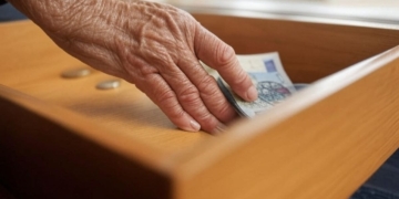 Una persona guardando dinero para su jubilación
