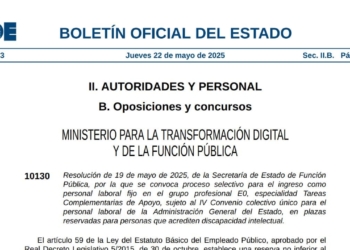 El BOE convoca 295 plazas de empleo público para personas con discapacidad intelectual en mayo de 2025