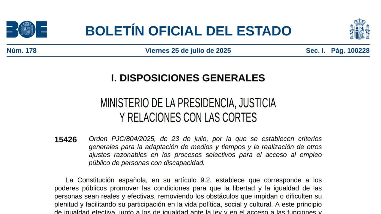 El BOE recoge los cambios para mejorar el acceso al empleo público de personas con discapacidad