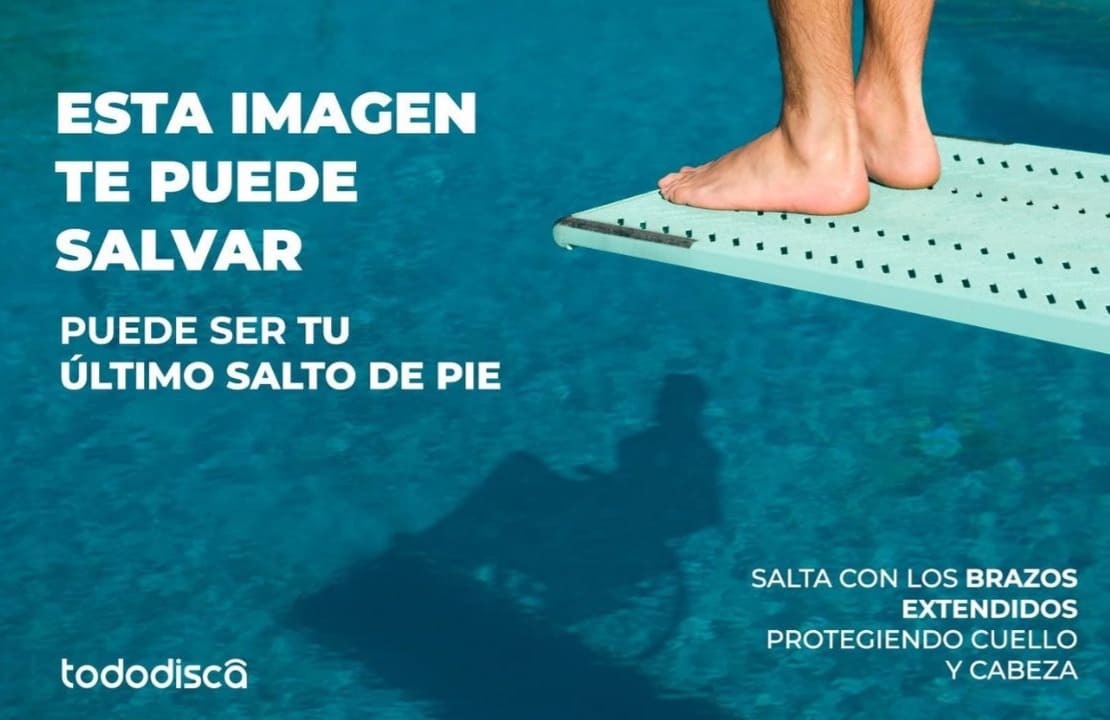 Advertencia sobre las lesiones medulares por zambullidas